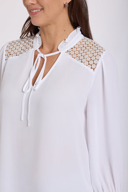Lorelei Lace Yoke Blouse - Optic White
