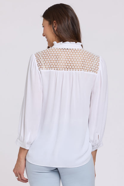 Lorelei Lace Yoke Blouse - Optic White
