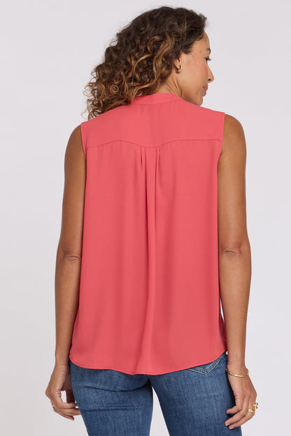 Sleeveless Tie-Neck Blouse - Chrysanthemum