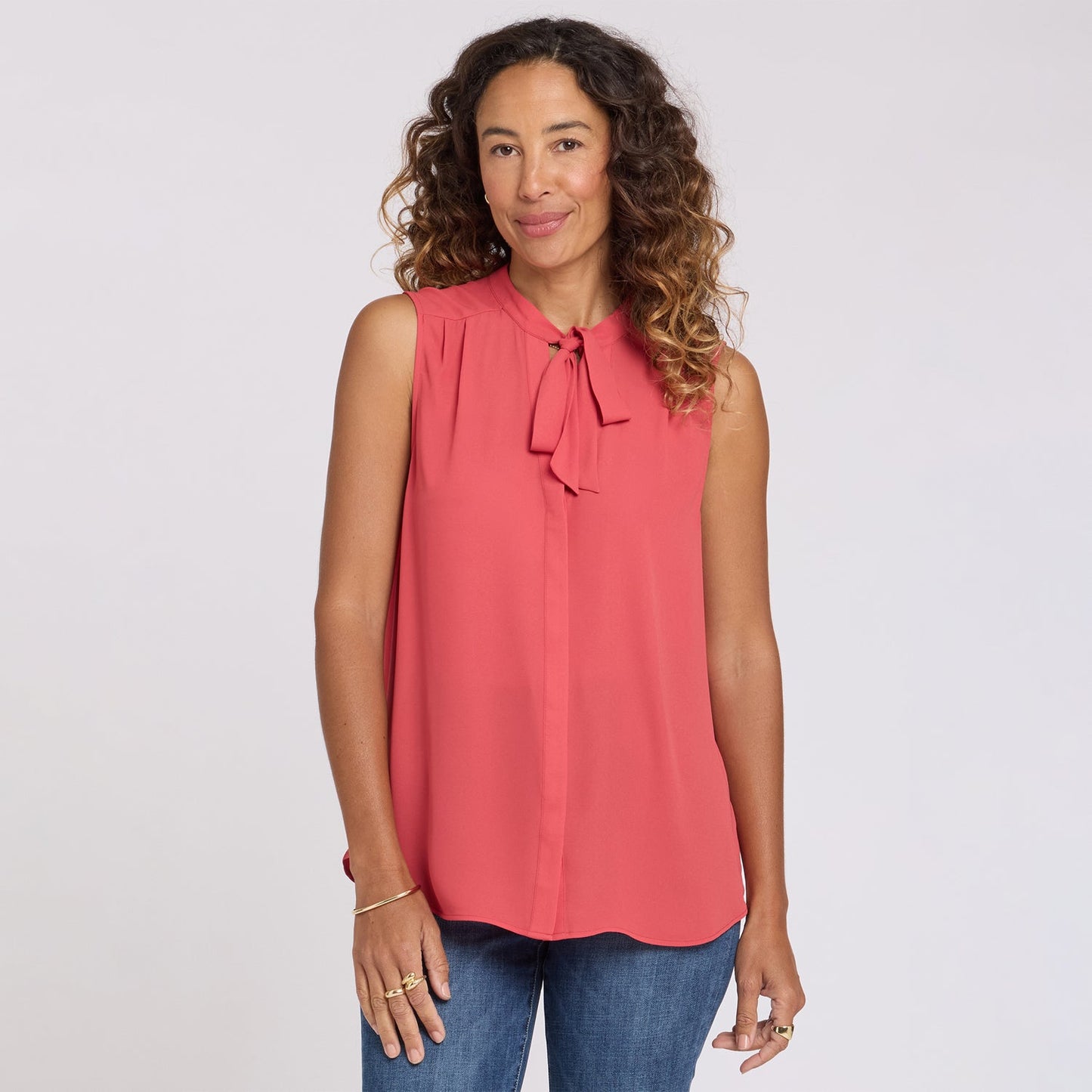 Sleeveless Tie-Neck Blouse - Chrysanthemum