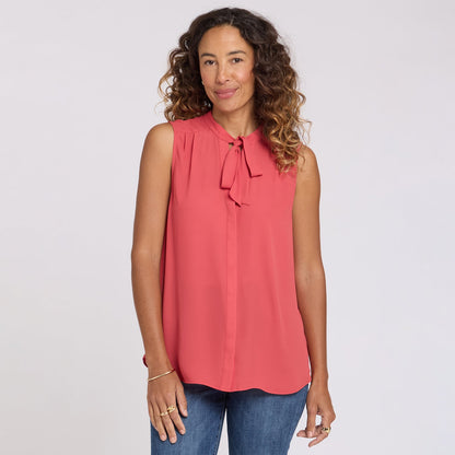 Sleeveless Tie-Neck Blouse - Chrysanthemum