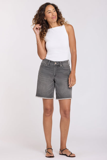 Naomi Relaxed A-Line Denim Shorts - Dusty Ash