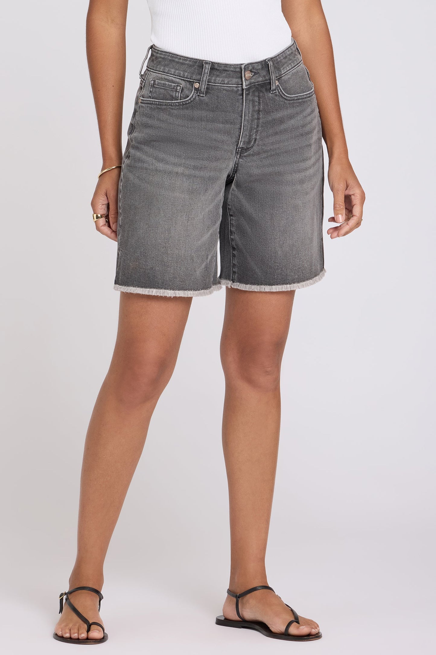 Naomi Relaxed A-Line Denim Shorts - Dusty Ash