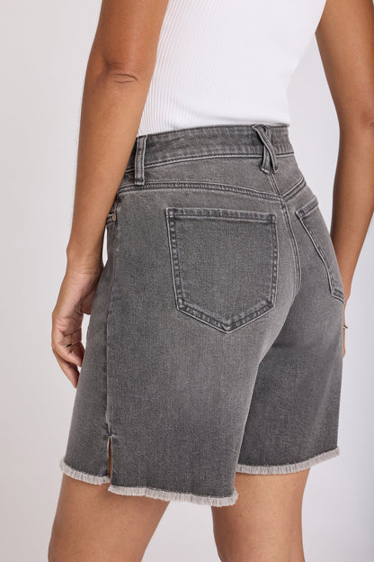 Naomi Relaxed A-Line Denim Shorts - Dusty Ash