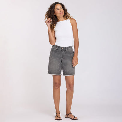 Naomi Relaxed A-Line Denim Shorts - Dusty Ash