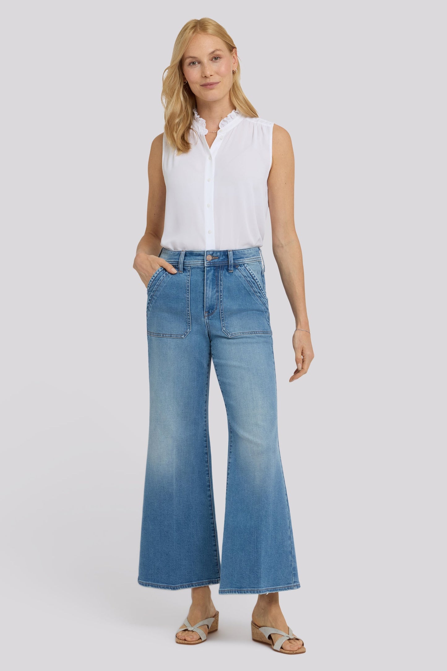 Mia Palazzo Ankle Jeans - Port Sea