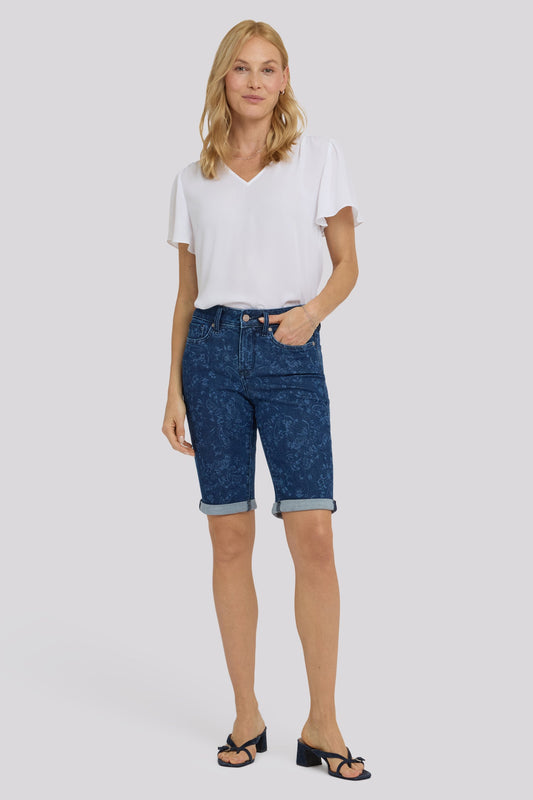 Briella 11 Inch Denim Shorts - Garden Paisley Print