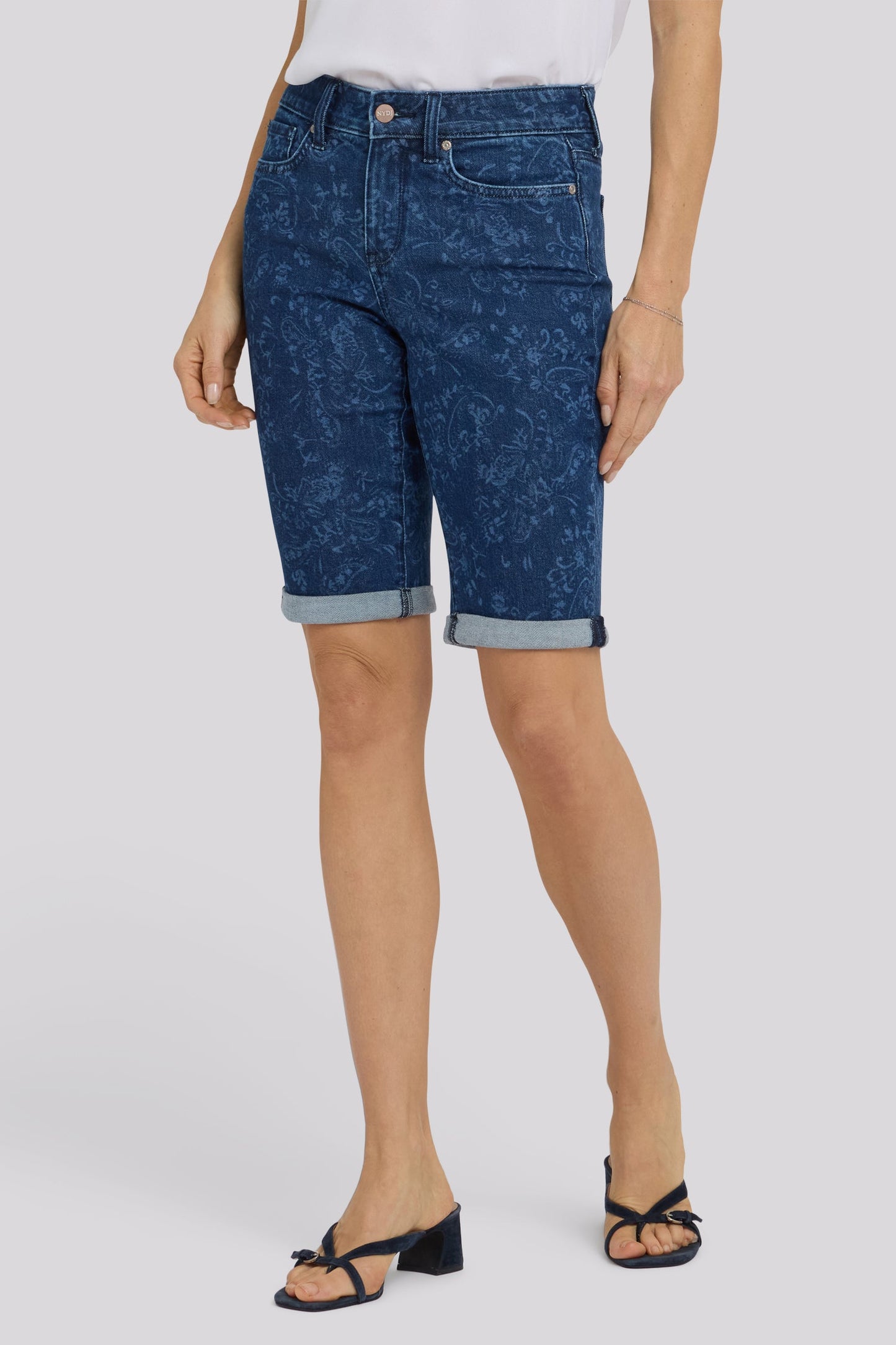 Briella 11 Inch Denim Shorts - Garden Paisley Print