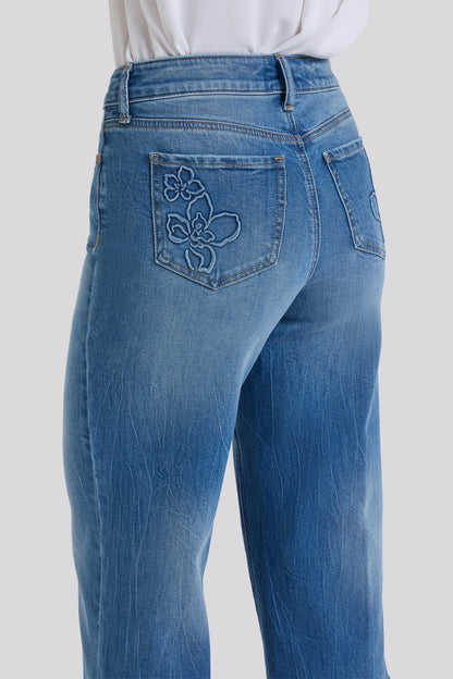Brigitte Wide Leg Capri Jeans - Pacifica