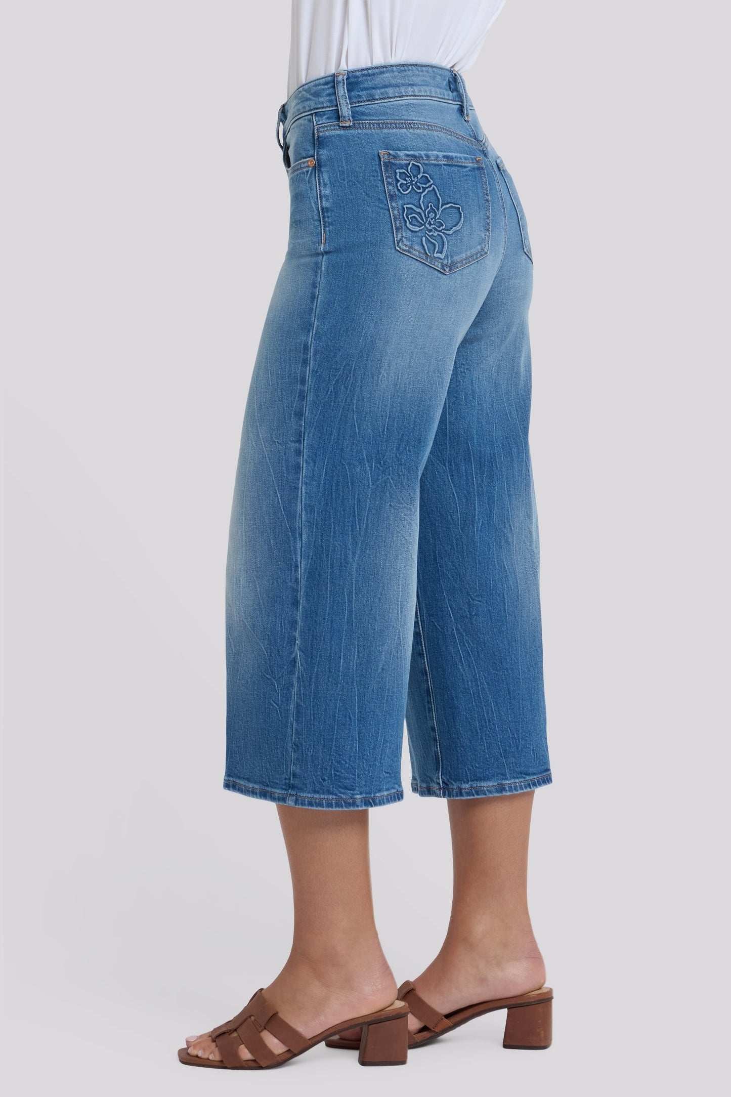 Brigitte Wide Leg Capri Jeans - Pacifica