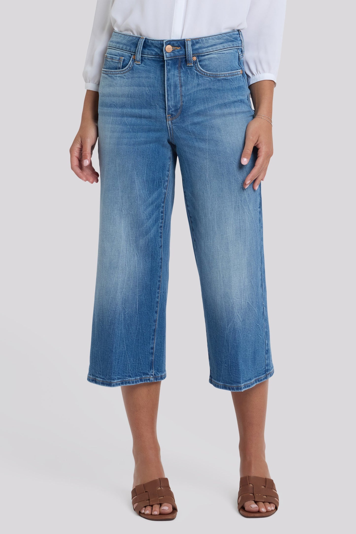 Brigitte Wide Leg Capri Jeans - Pacifica