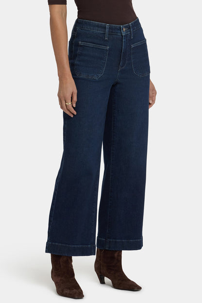 Teresa Wide Leg Ankle Jeans - Blacken Blue
