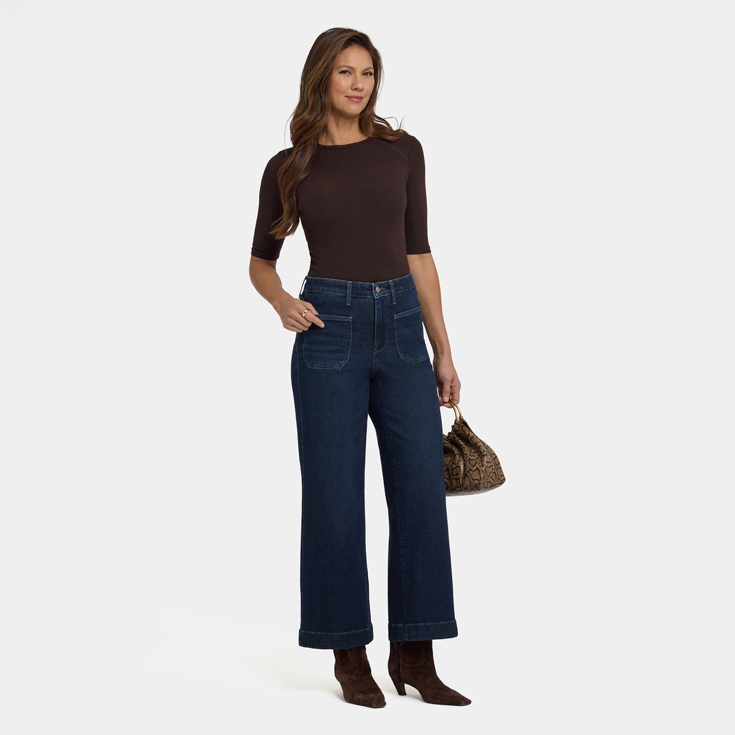 Teresa Wide Leg Ankle Jeans - Blacken Blue