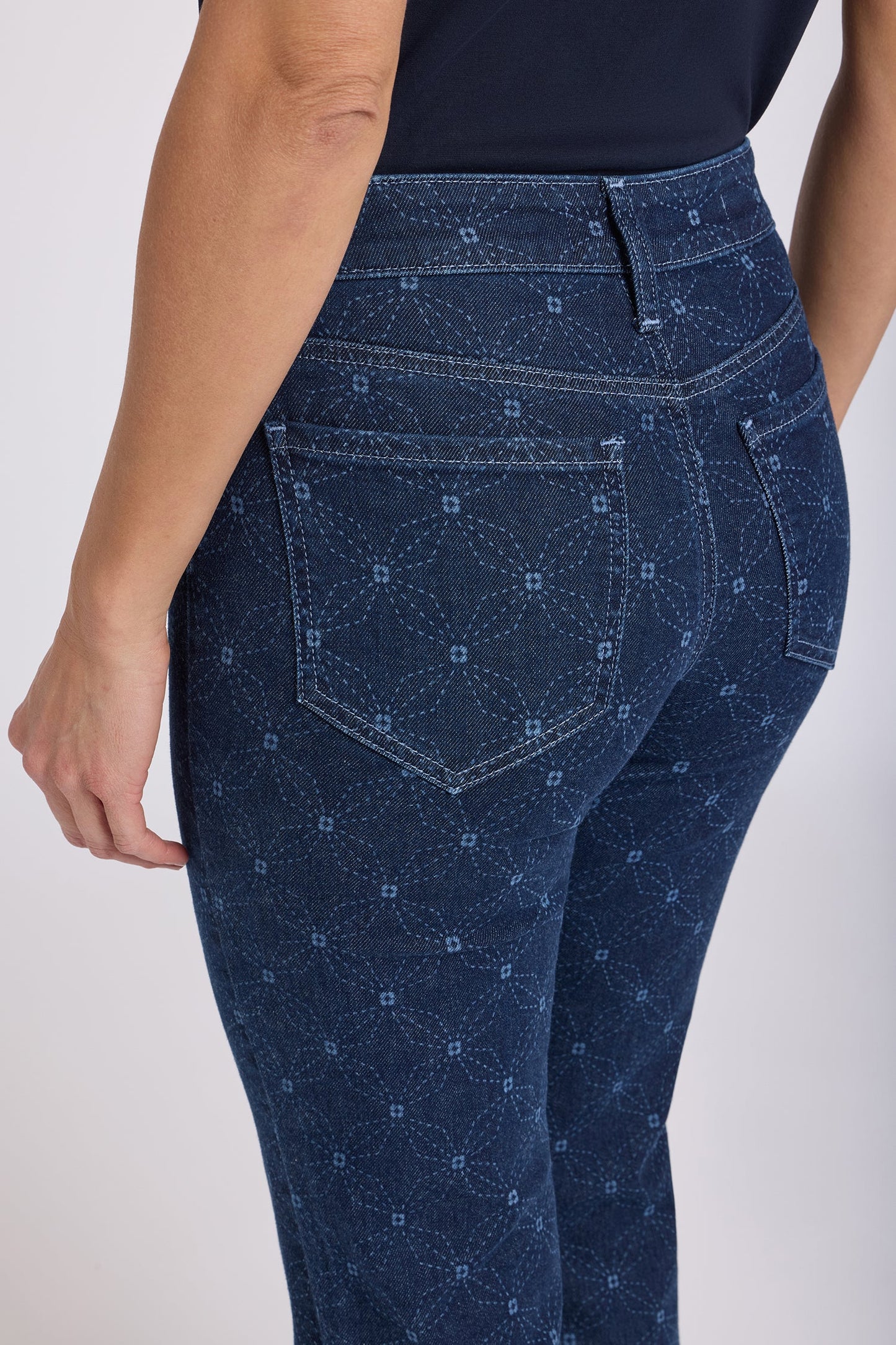 Marilyn Straight Ankle Jeans - Geo Flower Print