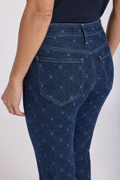 Marilyn Straight Ankle Jeans - Geo Flower Print