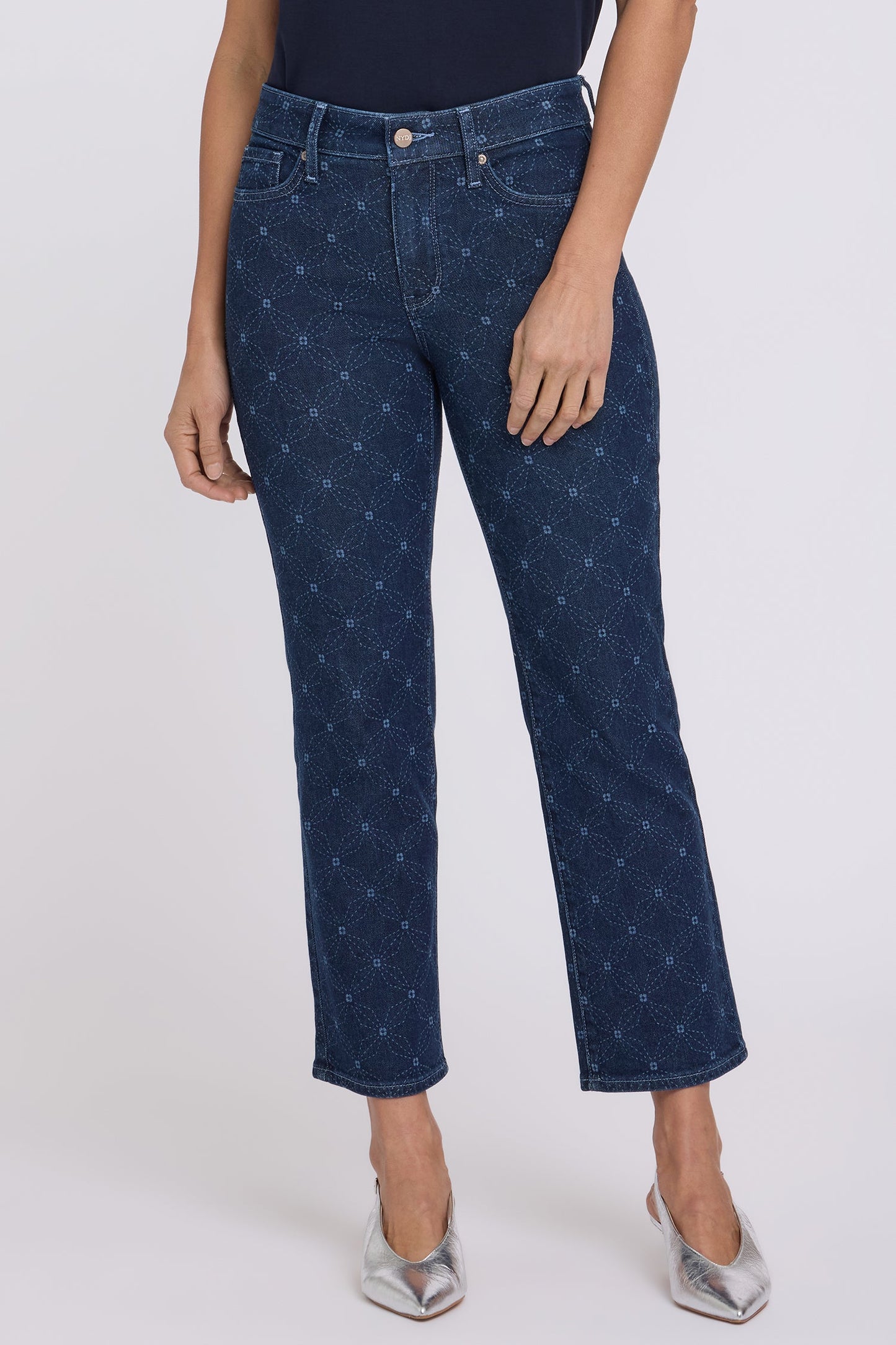 Marilyn Straight Ankle Jeans - Geo Flower Print