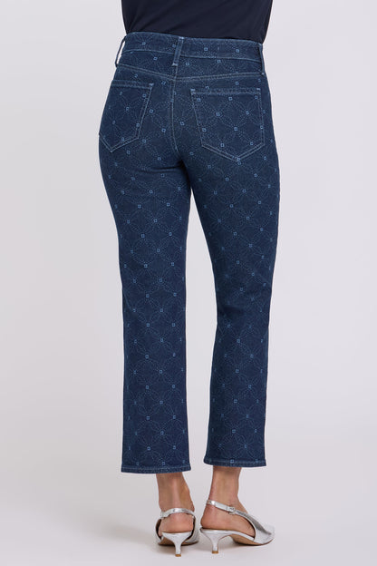 Marilyn Straight Ankle Jeans - Geo Flower Print
