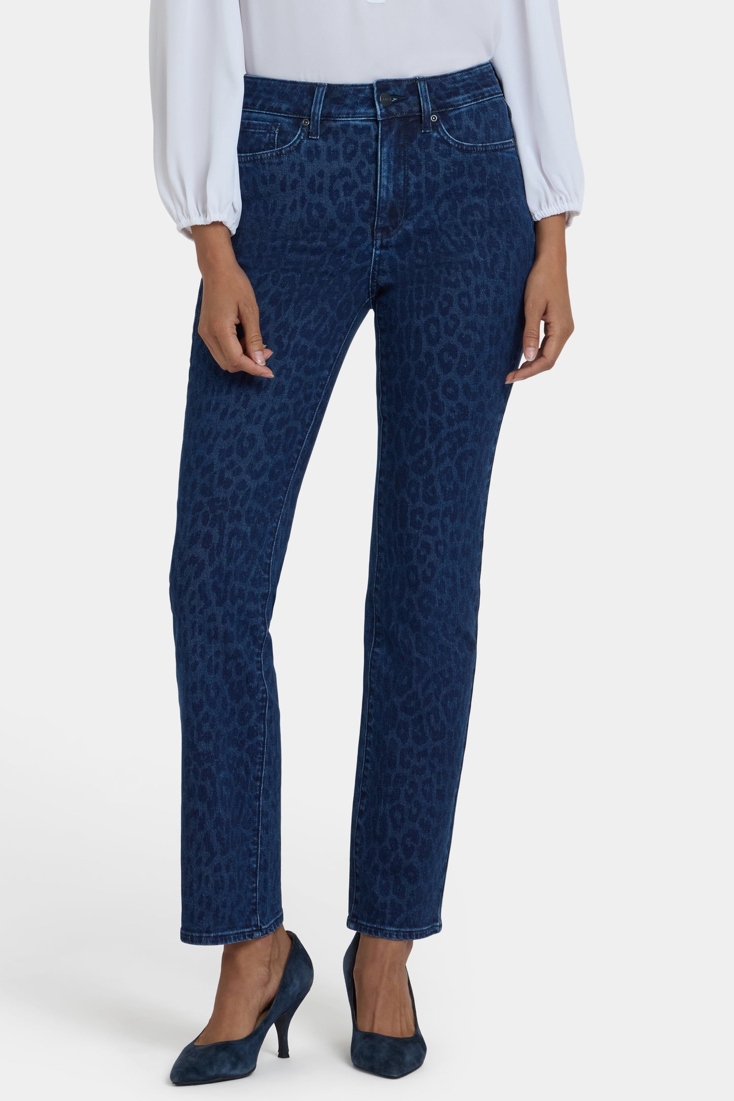 Marilyn Straight Jeans - Dark Denim Leopard