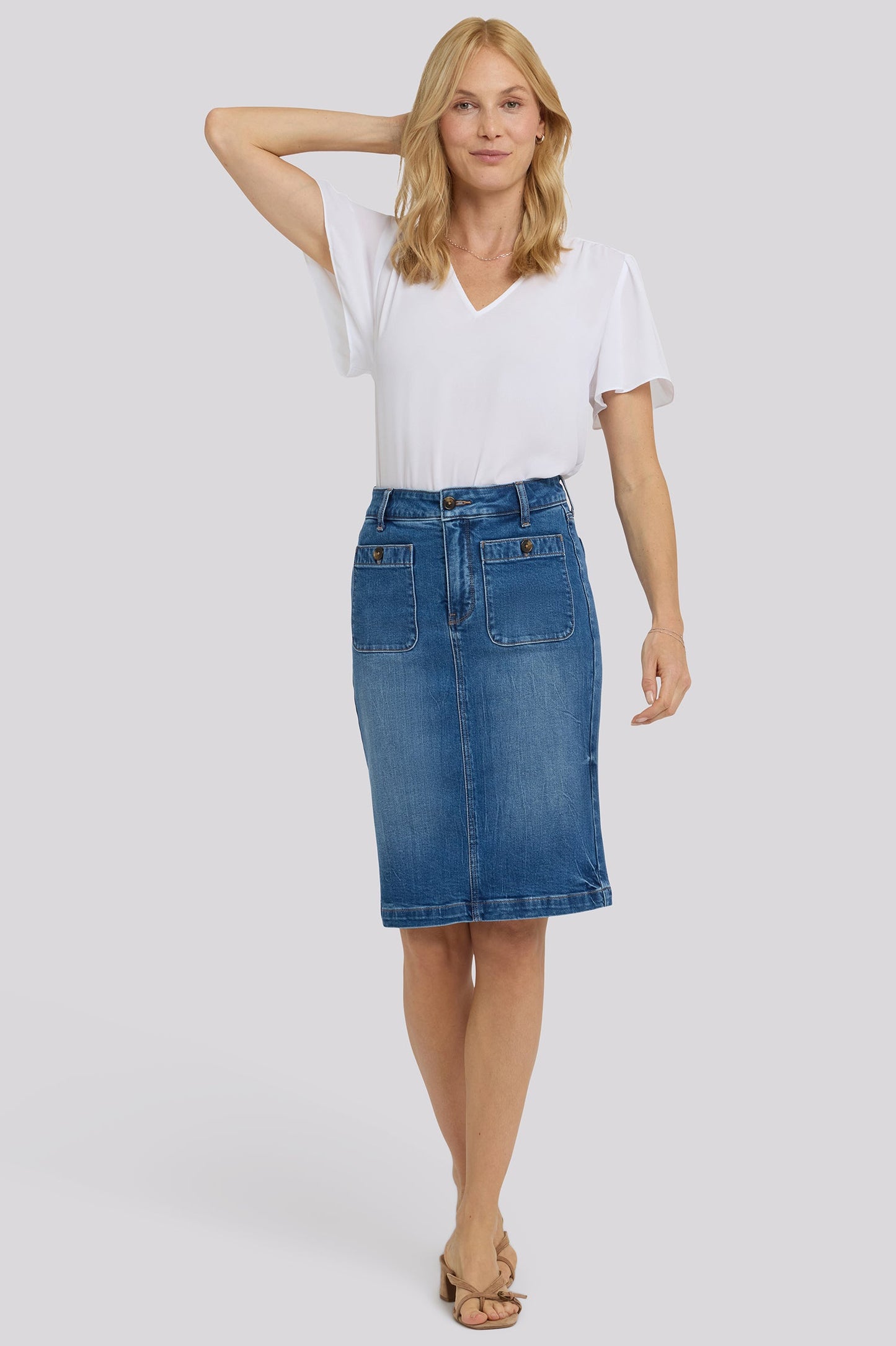 High Rise Denim Skirt - Wild River