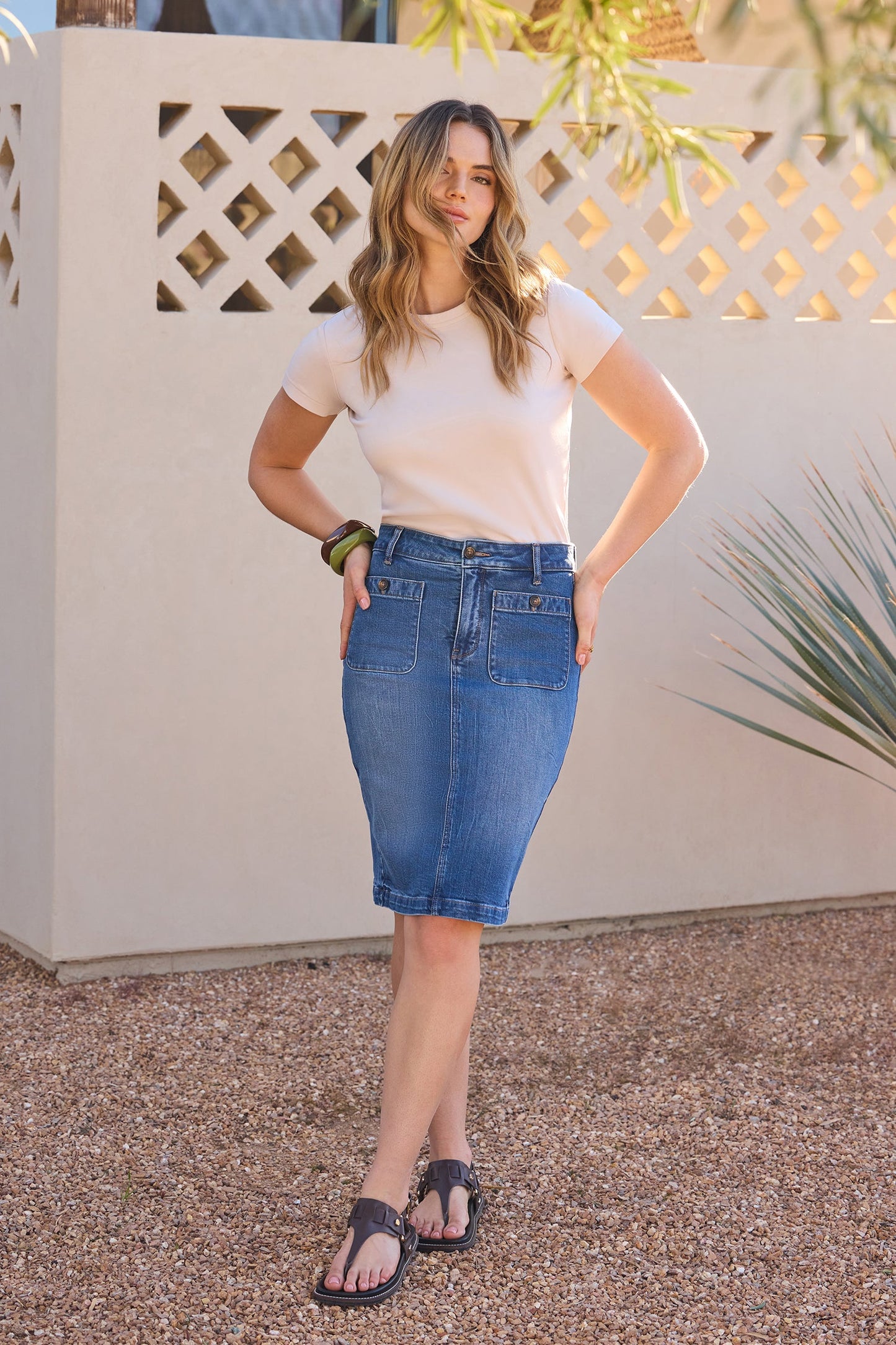 High Rise Denim Skirt - Wild River