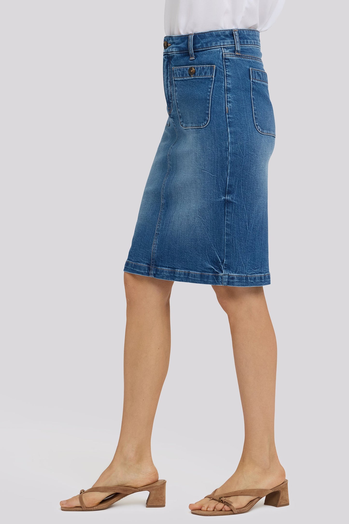 High Rise Denim Skirt - Wild River