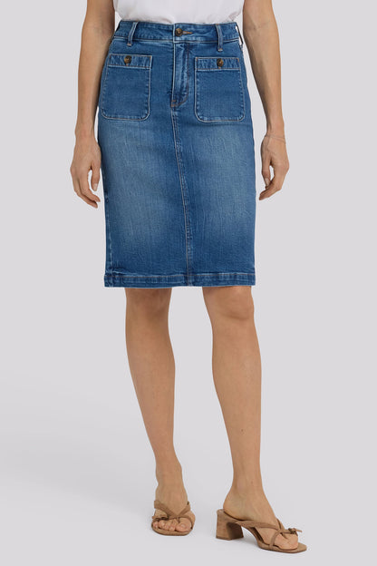 High Rise Denim Skirt - Wild River