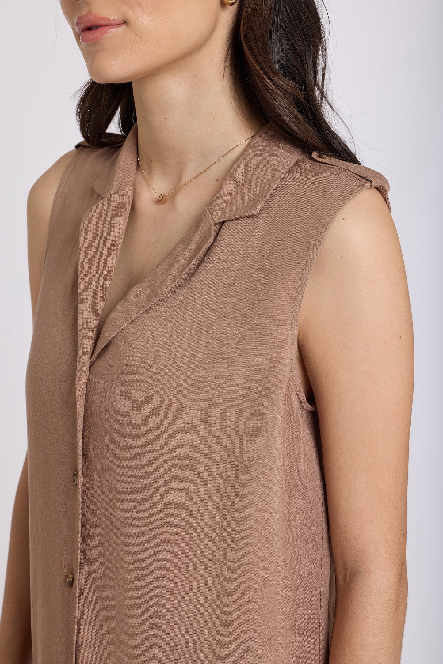 Gabrielle Sleeveless Blouse - Toasted Coconut