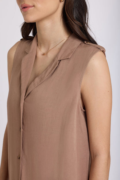 Gabrielle Sleeveless Blouse - Toasted Coconut
