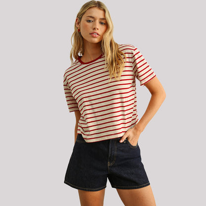 Striped Ringer Tee - Red Stripe