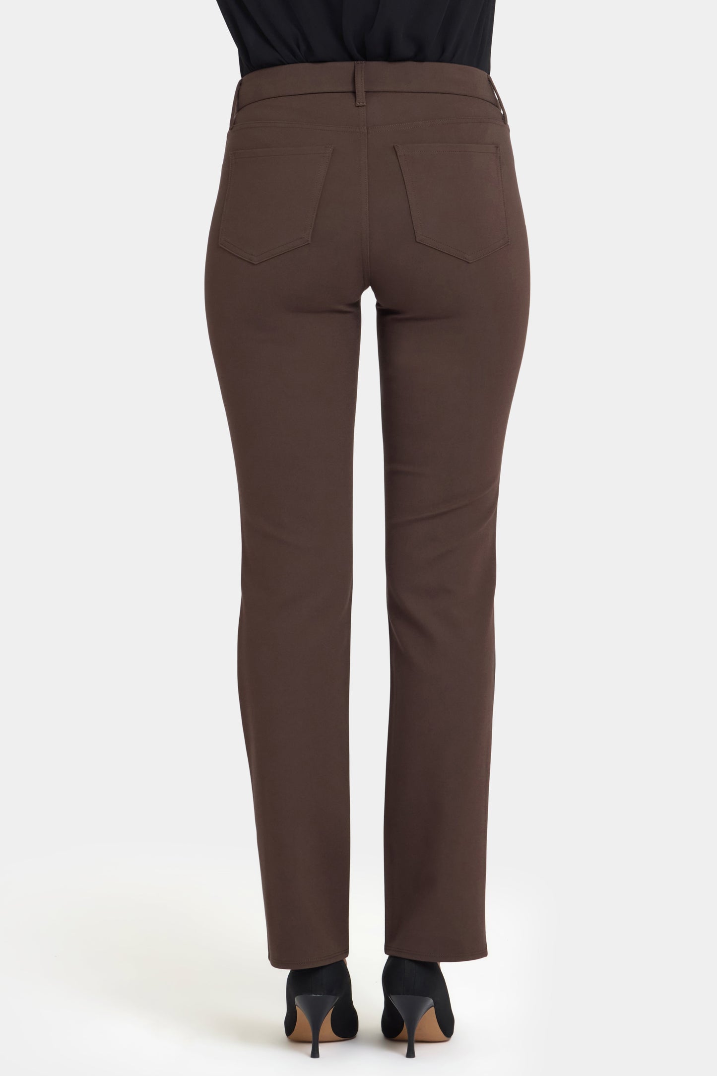 Vegan Leather And Ponte Marilyn Straight Pants - Coffee Bean