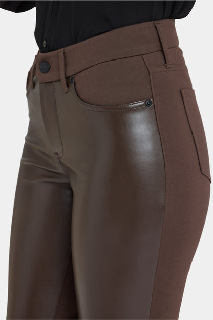 Vegan Leather And Ponte Marilyn Straight Pants - Coffee Bean