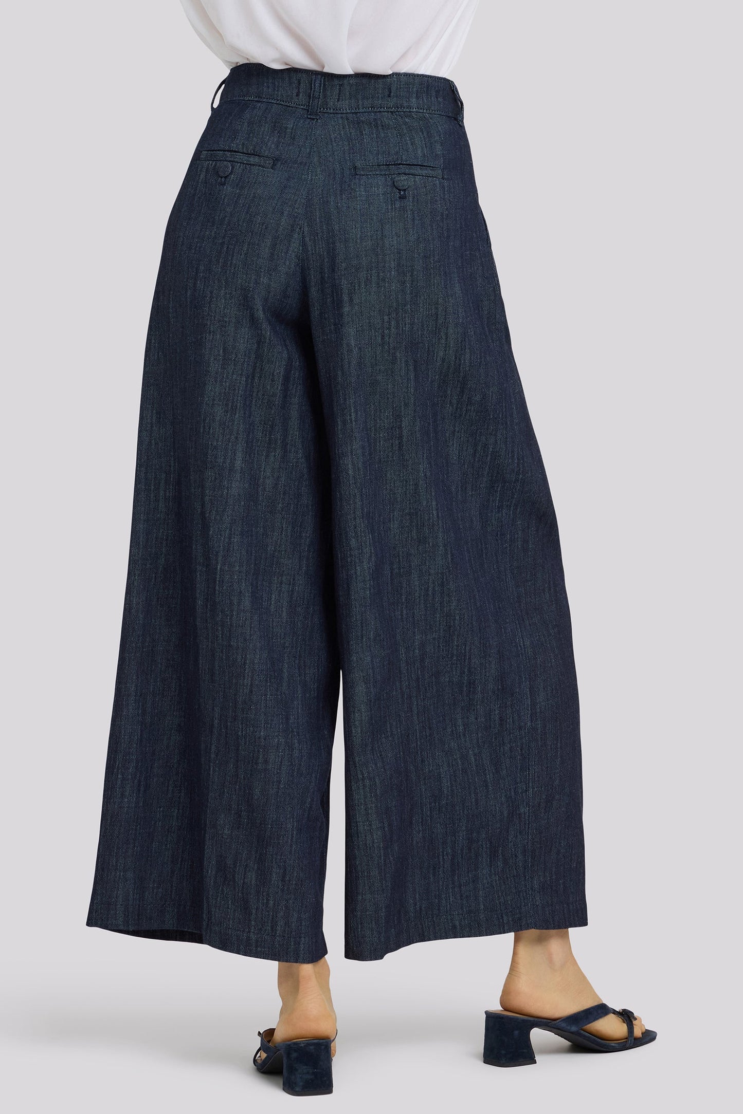 Giselle Wide Leg Ankle Trouser Pants - Dark Indigo