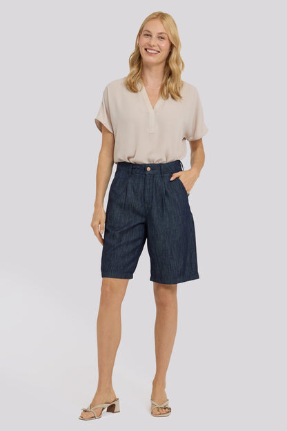 Gwen Relaxed Bermuda Denim Shorts - Dark Indigo