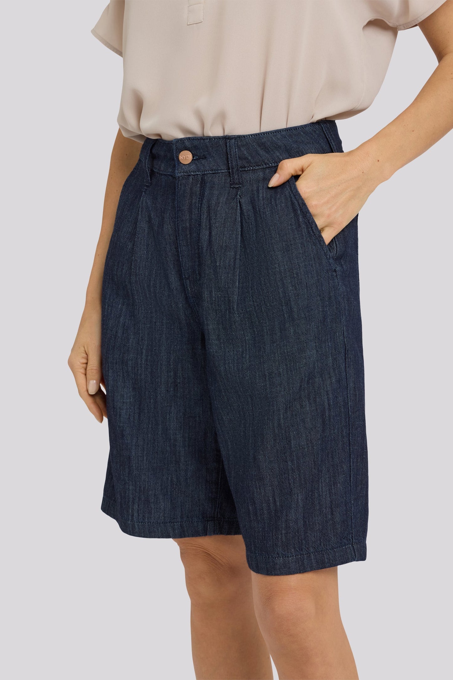 Gwen Relaxed Bermuda Denim Shorts - Dark Indigo