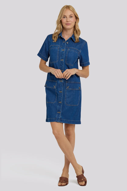Denim Utility Dress - Medium Indigo