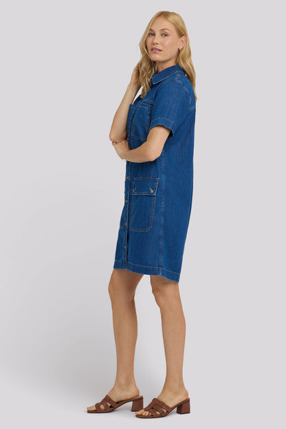 Denim Utility Dress - Medium Indigo