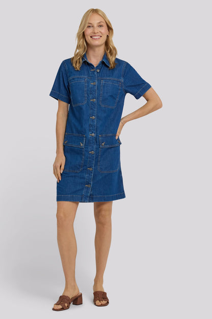 Denim Utility Dress - Medium Indigo