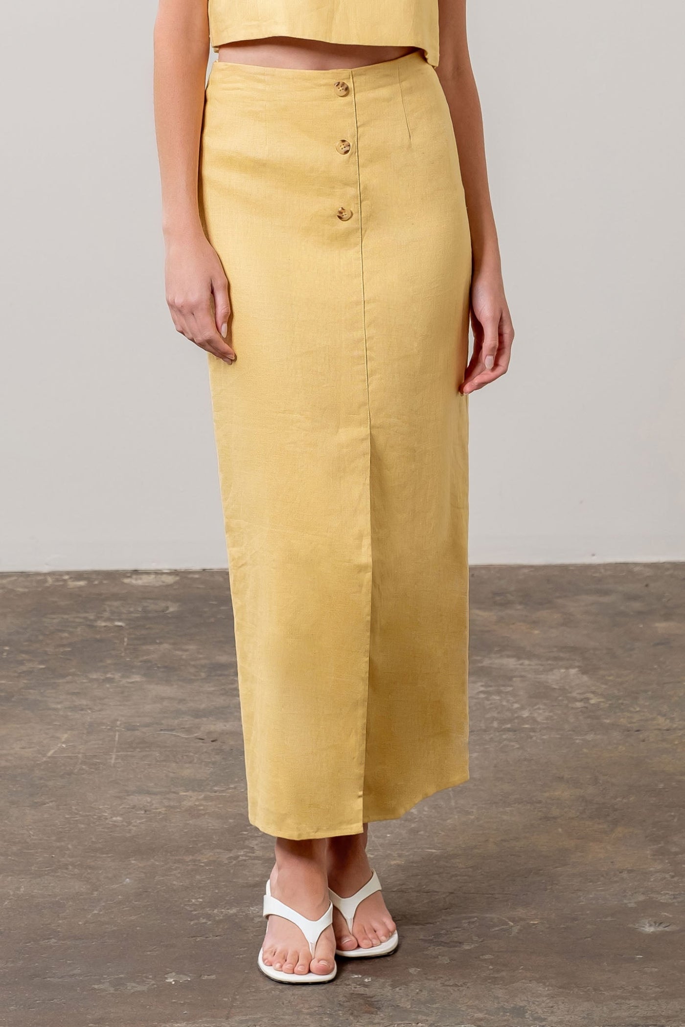 AUGUSTA YELLOW LINEN SKIRT