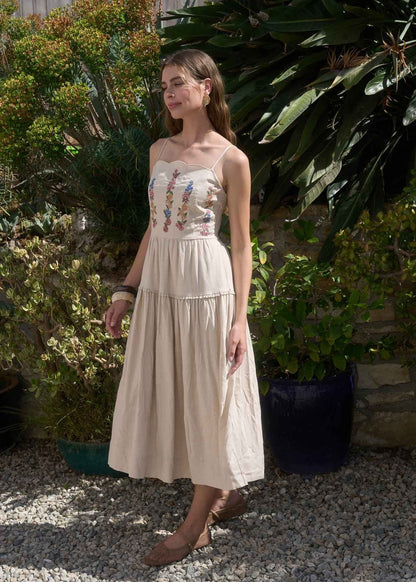 JADE EMBROIDERED MIDI DRESS