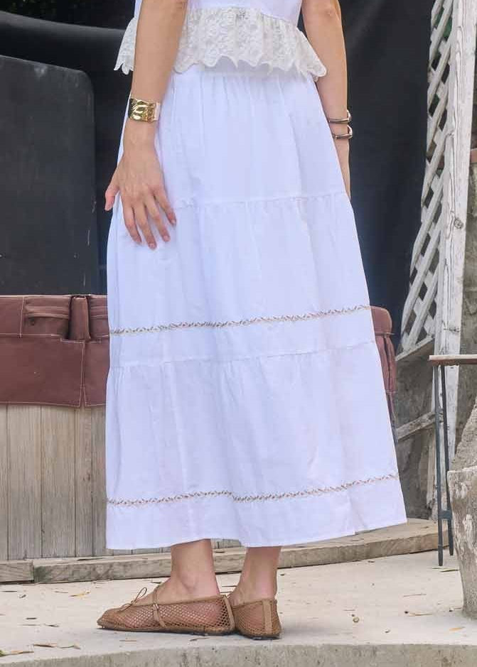EVERLY EMBROIDERED MIDI SKIRT
