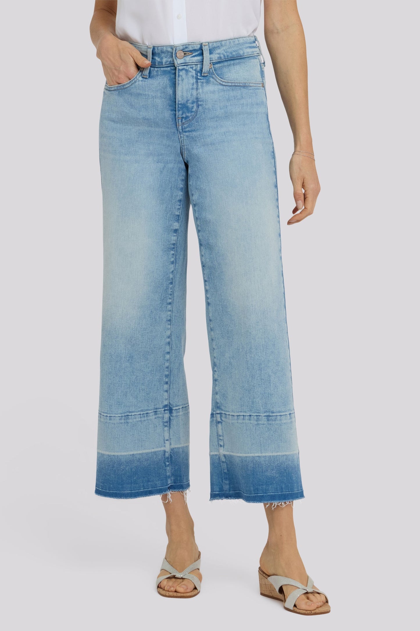 Teresa Wide Leg Ankle Jeans - Oasis Sand