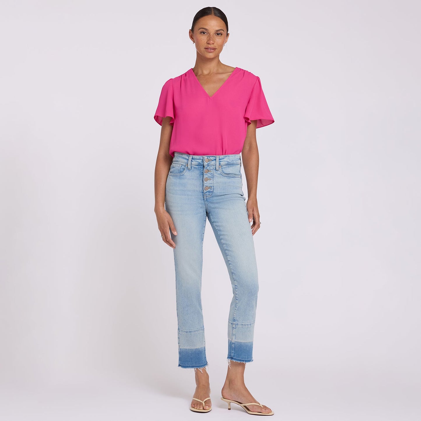 Sheri Slim Straight Ankle Jeans - Oasis Sand