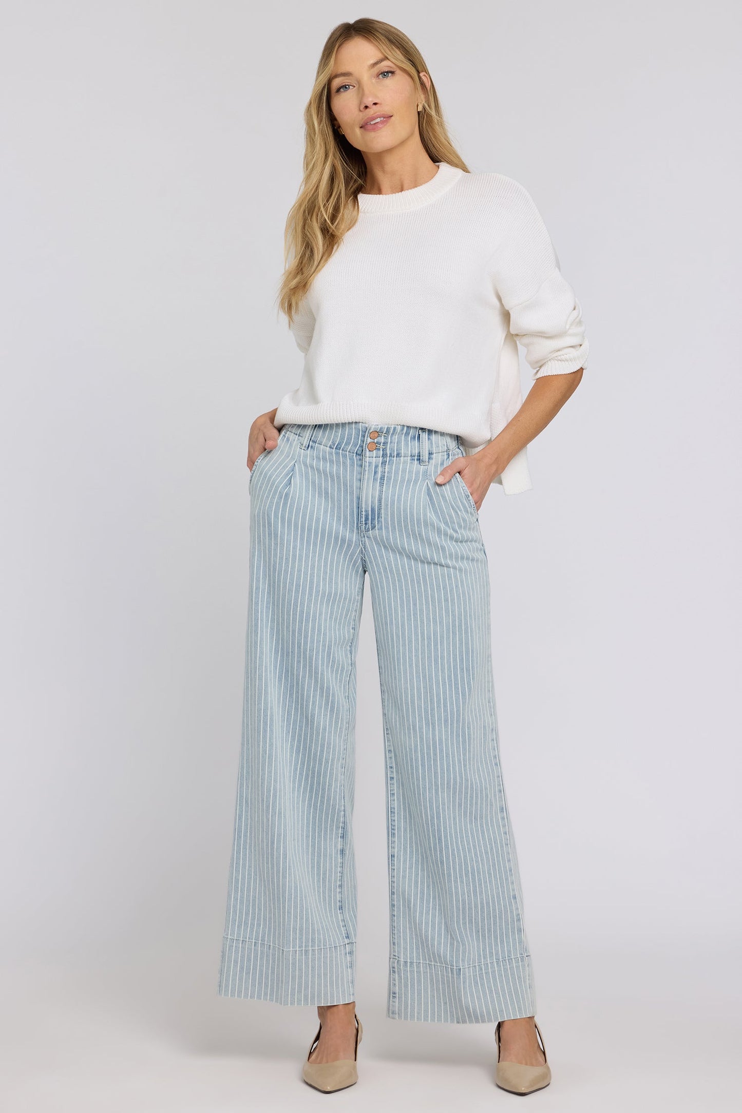 Simone Wide Leg Jeans - Azure Stripe