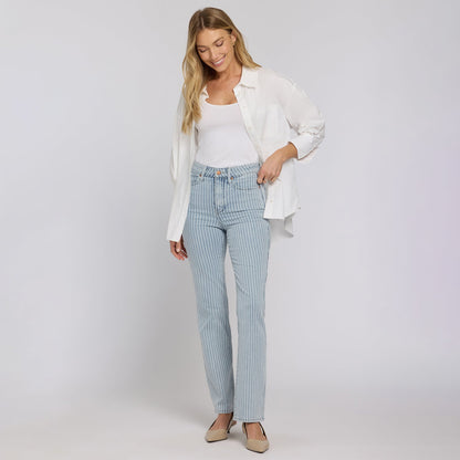 Marilyn Straight Jeans - Azure Stripe