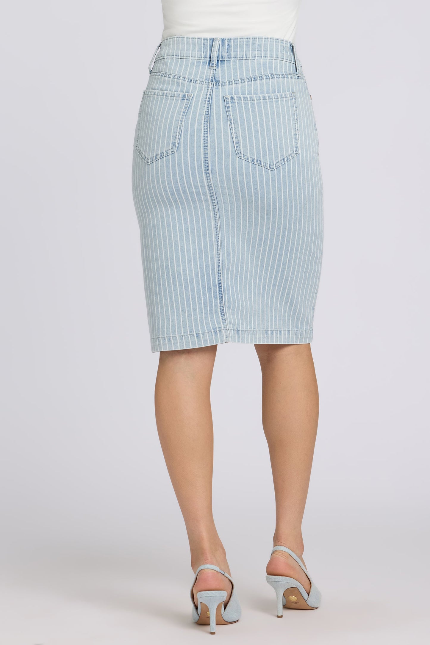 High Rise Denim Skirt - Azure Stripe
