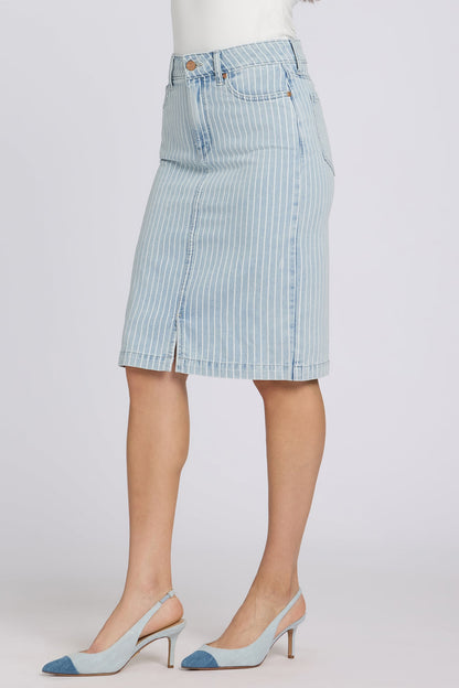 High Rise Denim Skirt - Azure Stripe