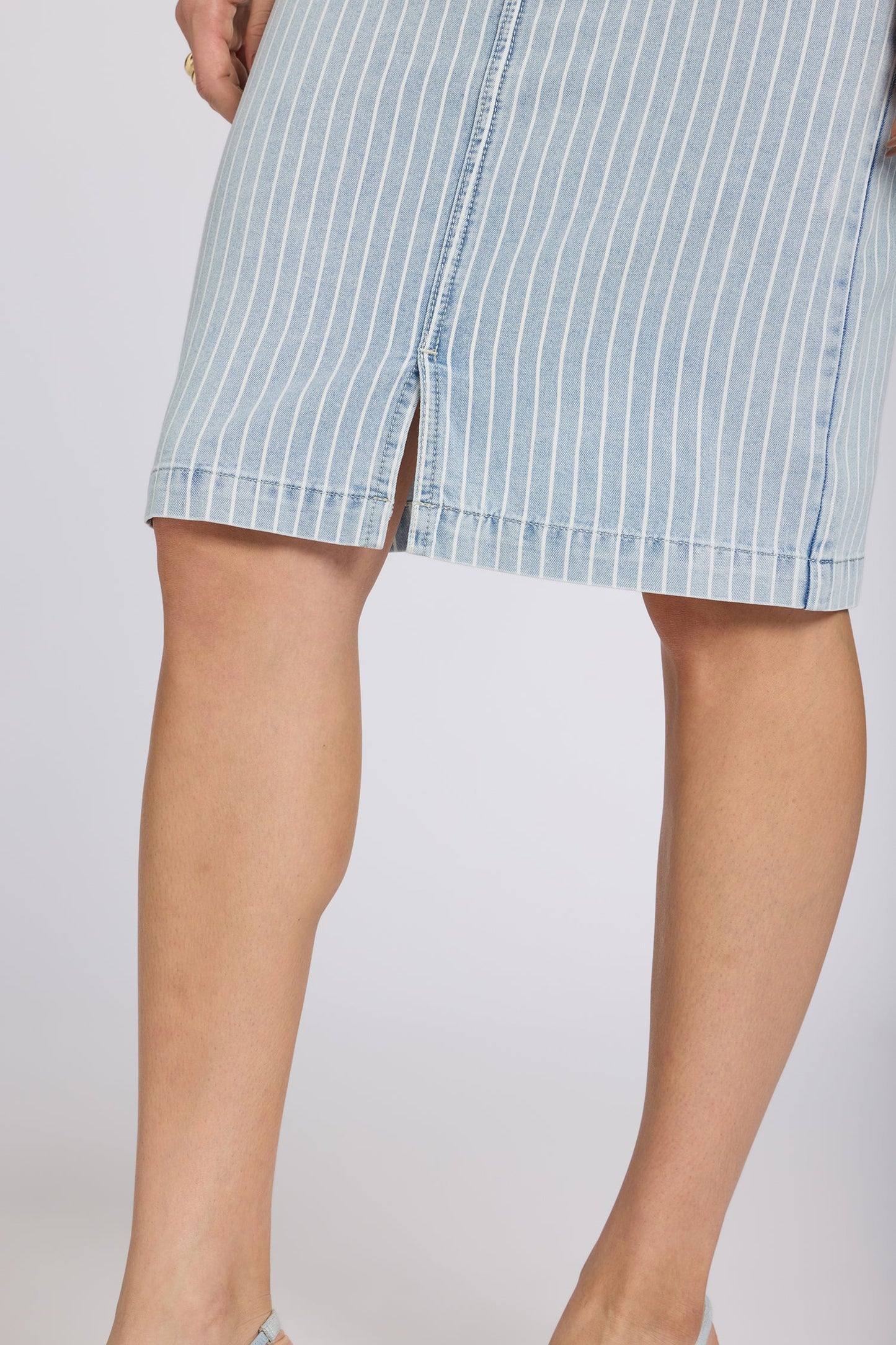High Rise Denim Skirt - Azure Stripe