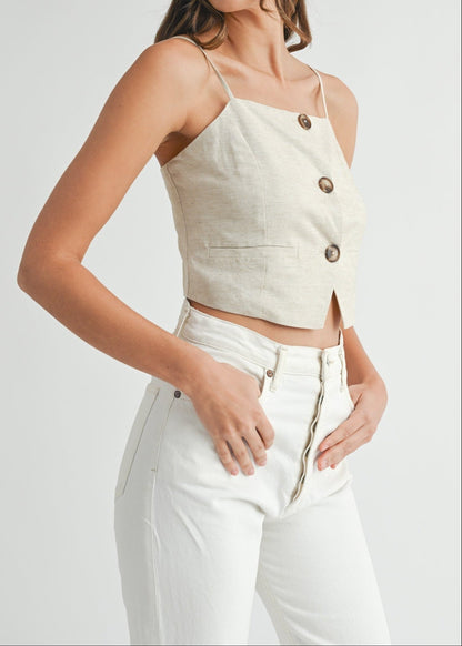 ISABELLE BUTTON DOWN CROP TOP