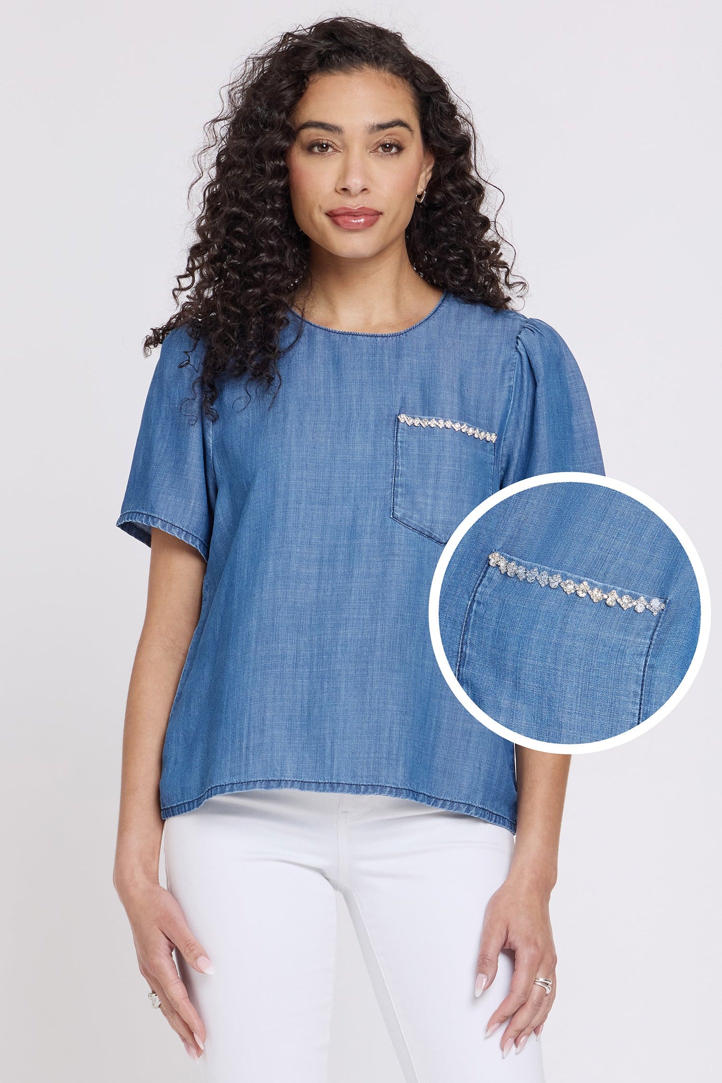 Puff Sleeved Tee - Medium Indigo