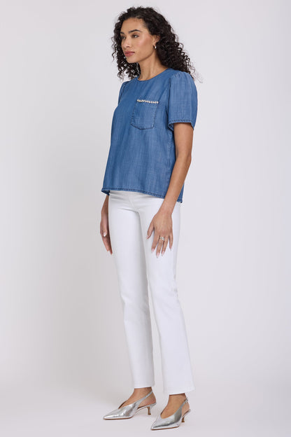 Puff Sleeved Tee - Medium Indigo